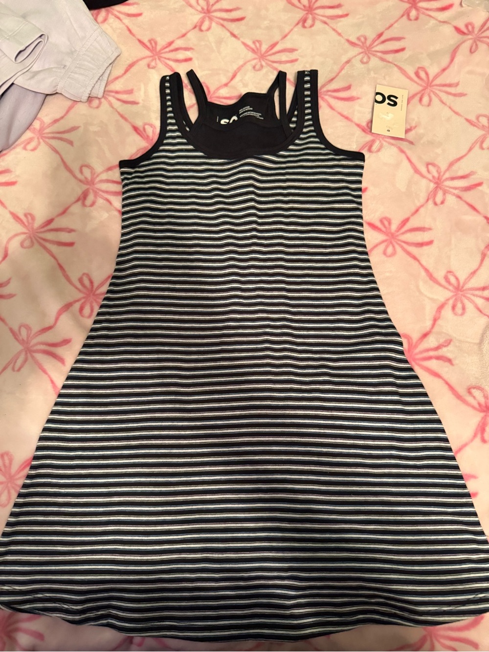SO Black and White Striped Tank Dress for Girls